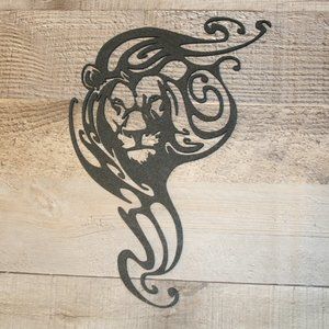 Lion in the Wind 2D Wall Decor - 3D Printed Wall Art Minimalist Line Art Black